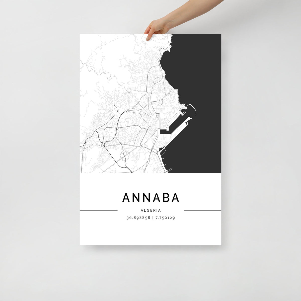 Annaba City Map Wall Art Print by FN Prints