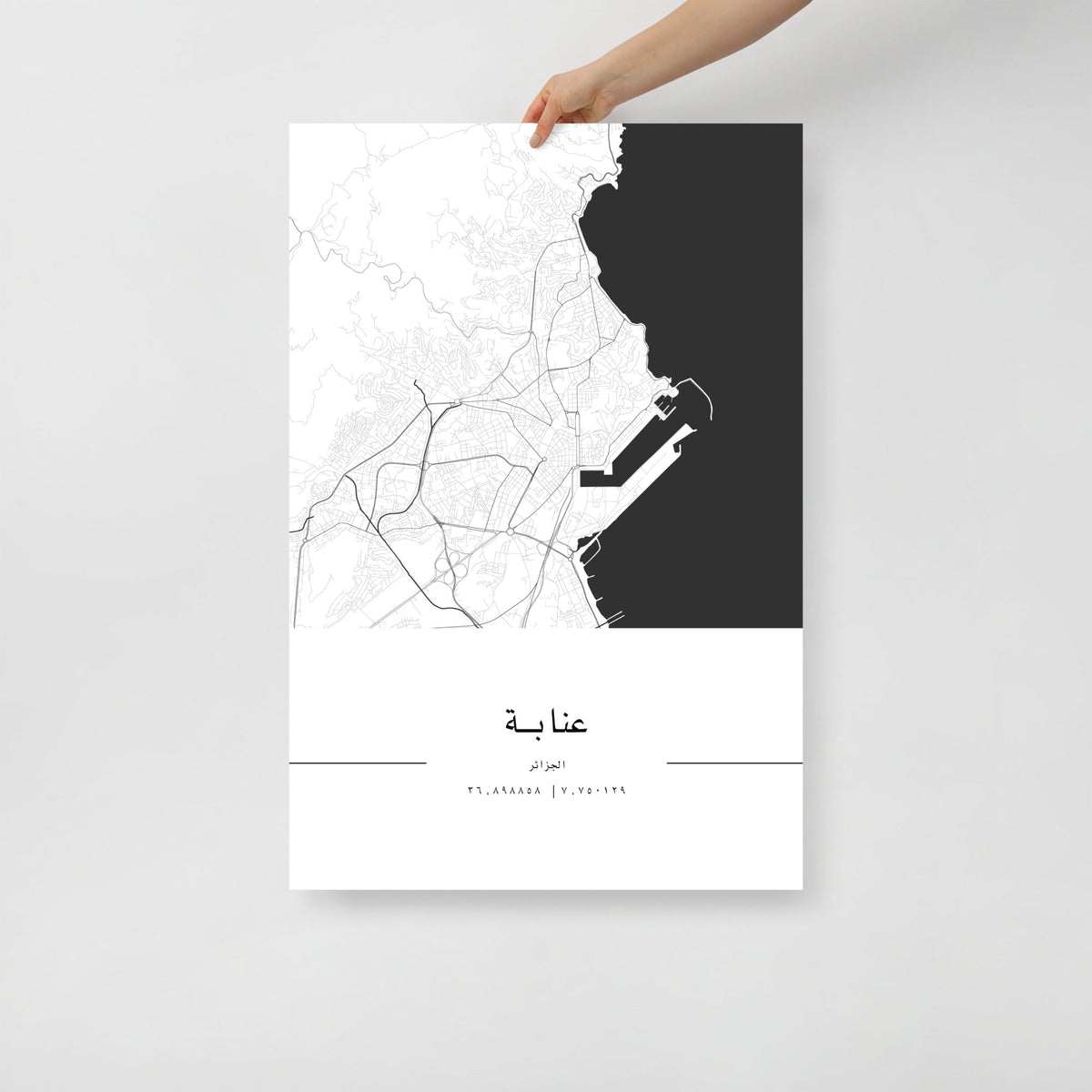 Annaba City Map Wall Art Print by FN Prints
