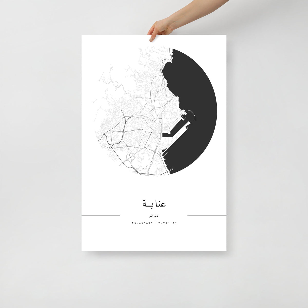Annaba City Map Wall Art Print by FN Prints