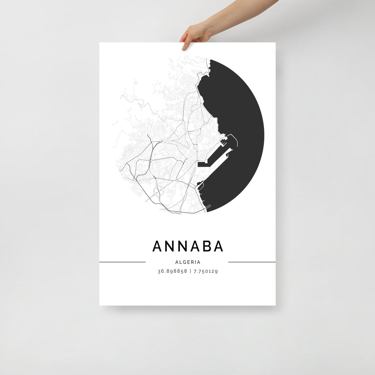 Annaba City Map Wall Art Print by FN Prints