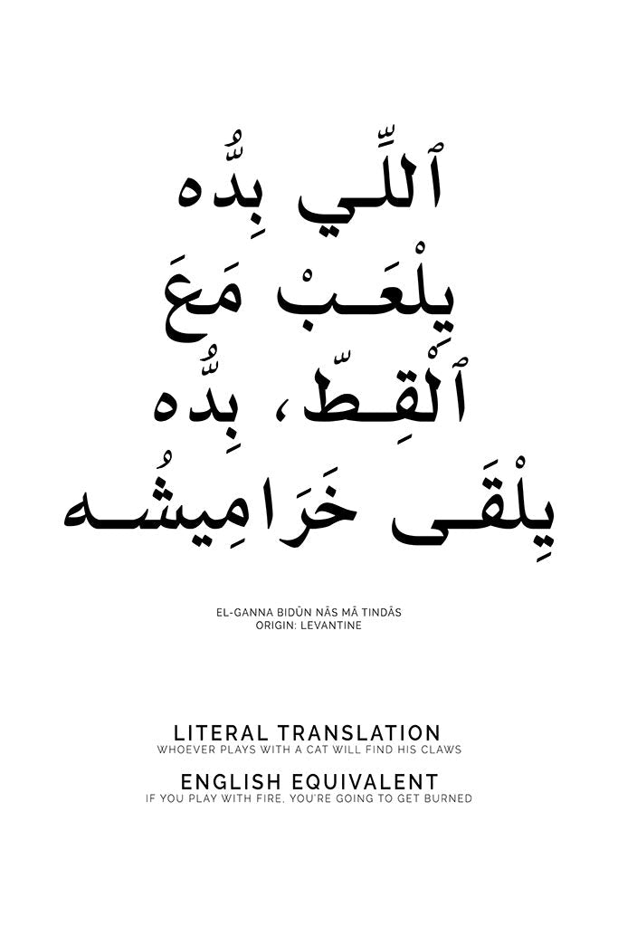 Arabic Proverb - Whoever Plays With a Cat