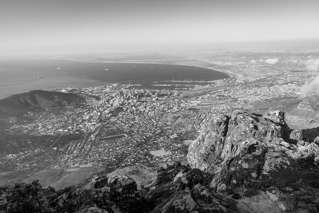 Cape Town as seen from the top of Table Top Mountain in South Africa.