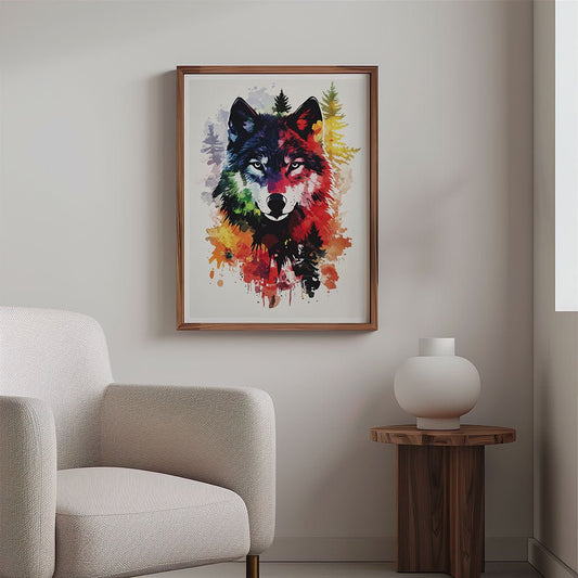 Colourful Wolf Wall Art