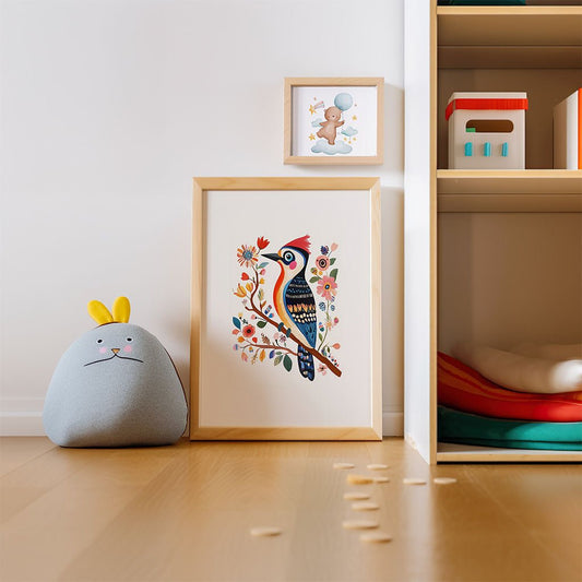 Floral Woodpecker Wall Art