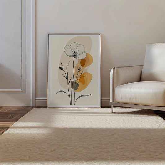 Golden Bloom Abstract Floral Wall Art