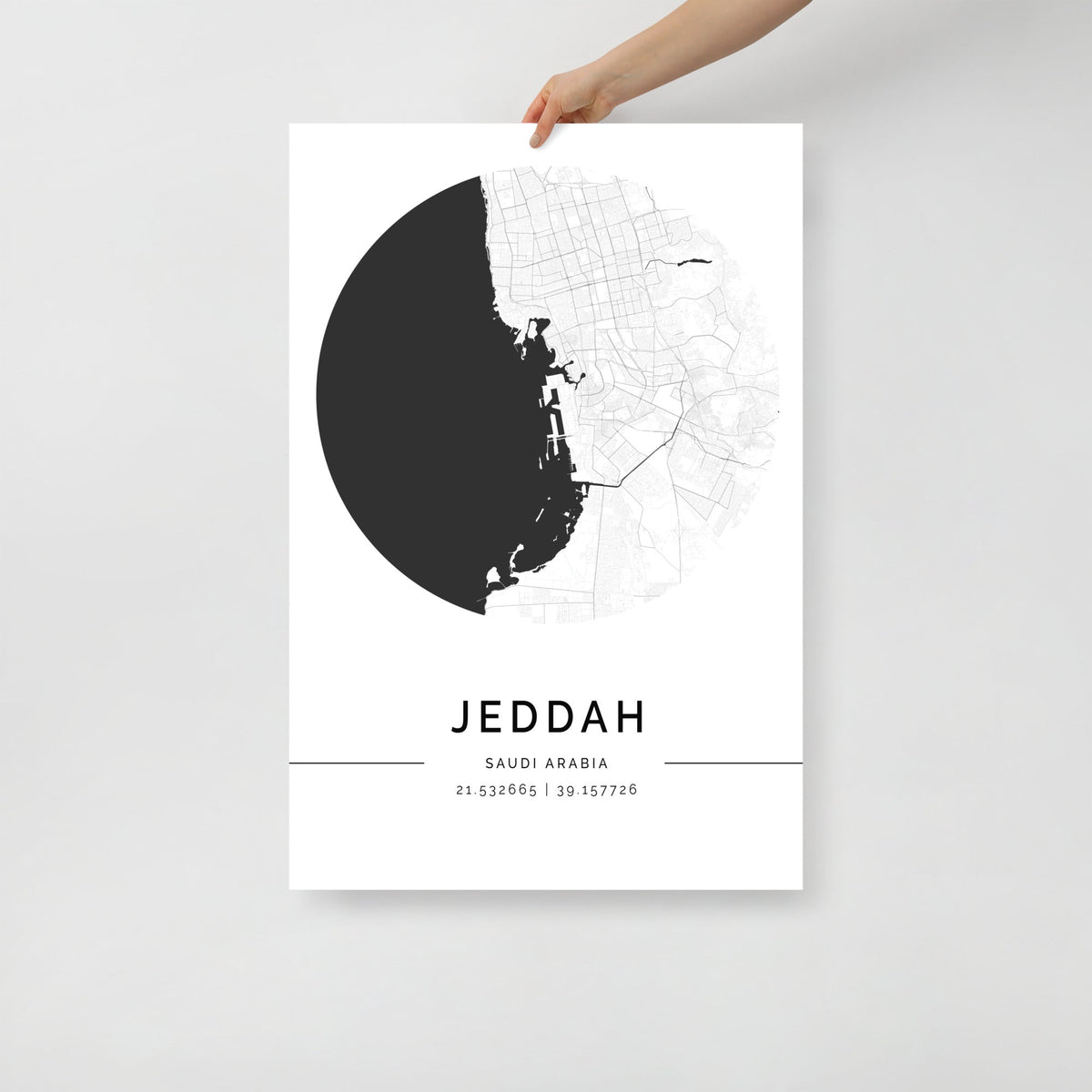 Jeddah (جدة) City Map Poster, Minimalist Art by FN Prints