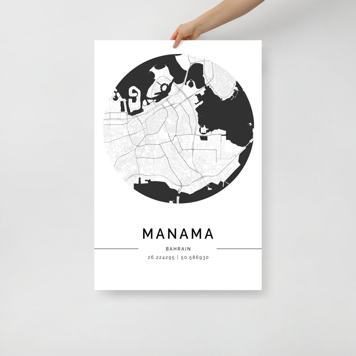 Manama (المنامة) City Map Poster, Minimalist Art by FN Prints
