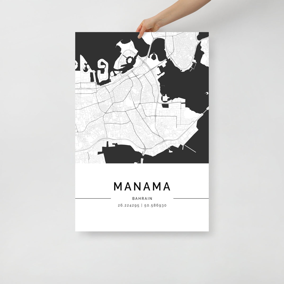 Manama (المنامة) City Map Poster, Minimalist Art by FN Prints