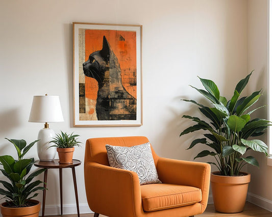 Modern Abstract Cat Silhouette