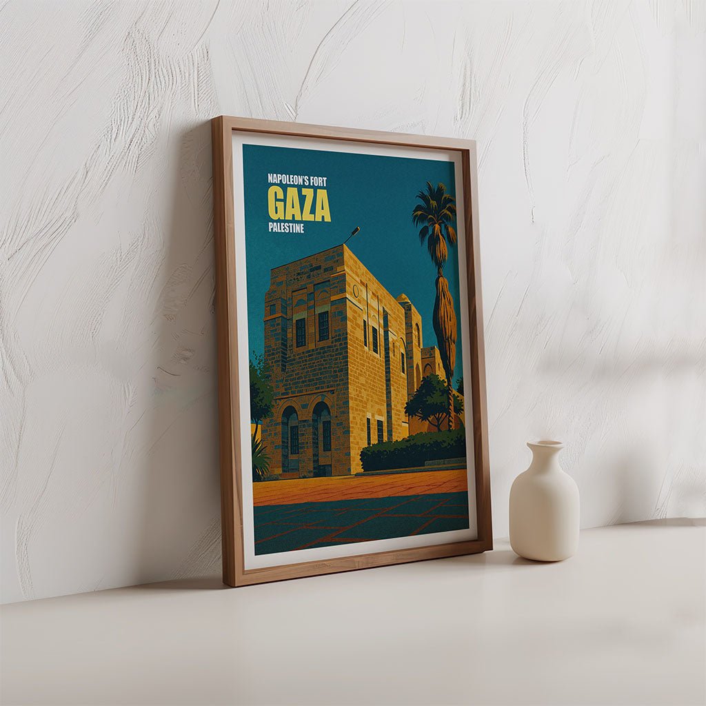 Napoleon’s Fort Gaza Poster by FN Prints, shown framed in a room setting