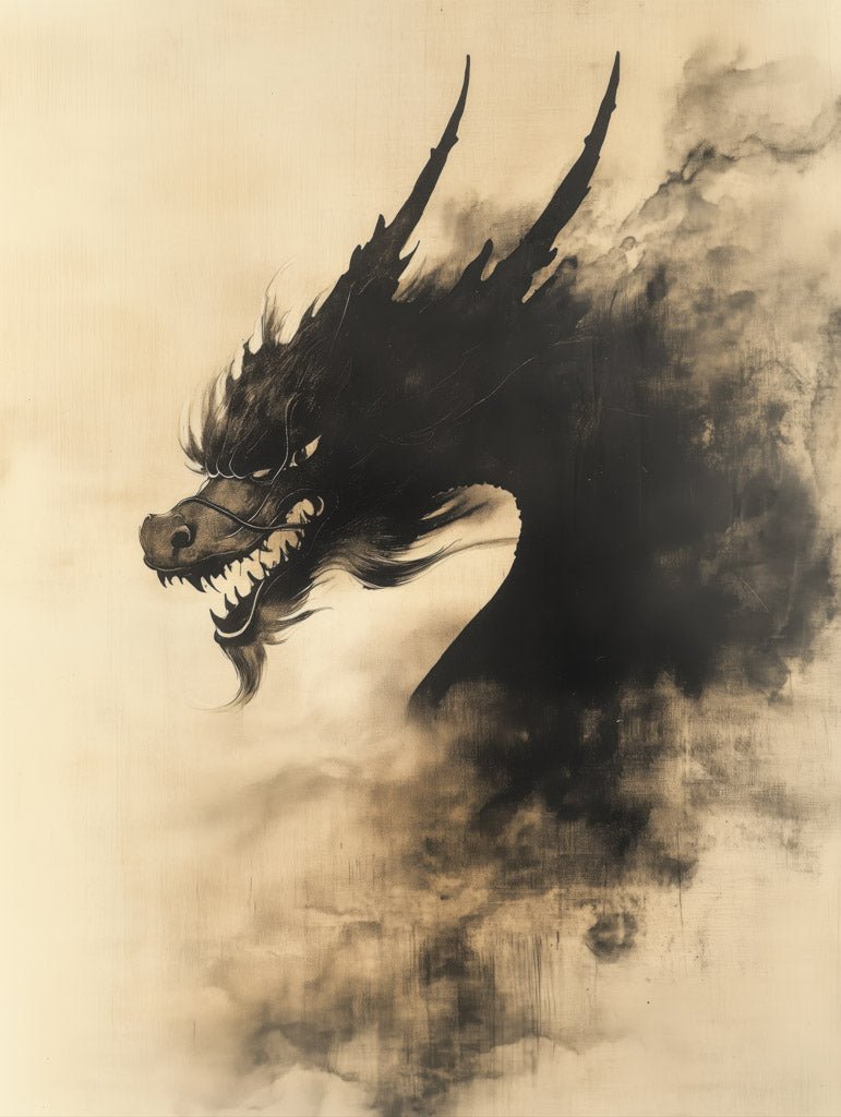 Roaring Shadow Dragon Wall Art, Modern Fantasy Artwork by FN Prints