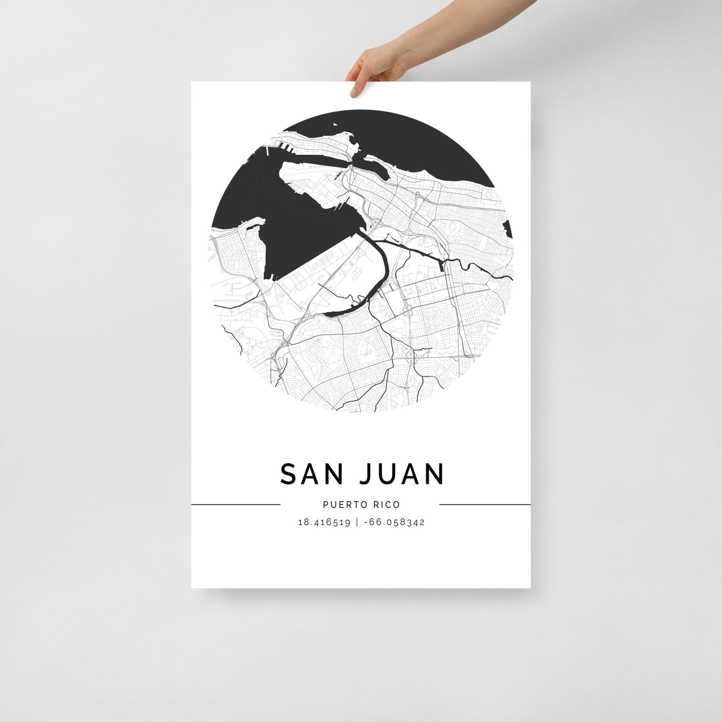 San Juan City Map Poster, Minimalist Wall Art by FN Prints