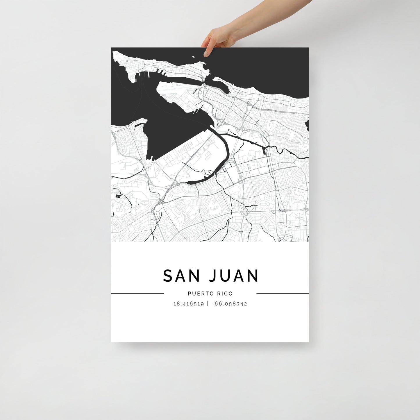 San Juan City Map Poster, Minimalist Wall Art by FN Prints