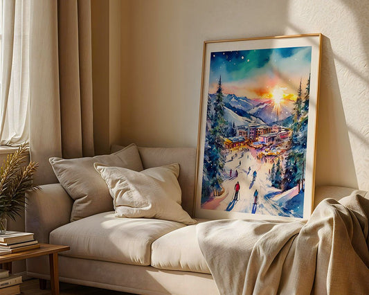 Snowy Slopes at Sunset