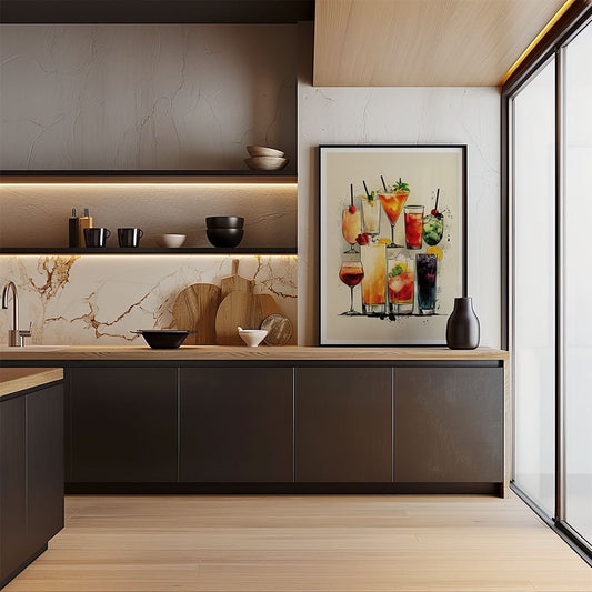 Vibrant Cocktail Glasses Wall Art