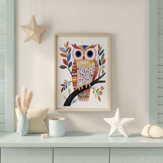 Whimsical Floral Owl Wall Art
