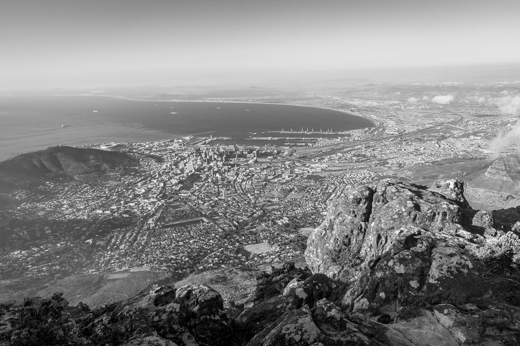 Cape Town as seen from the top of Table Top Mountain in South Africa. 