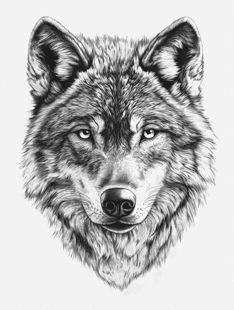 Black & White Wolf Head Wall Art