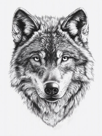 Black & White Wolf Head Wall Art
