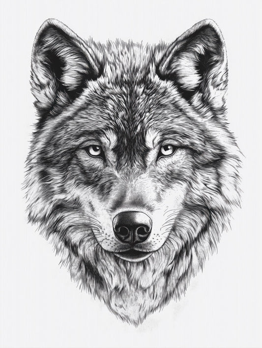 Black & White Wolf Head Wall Art