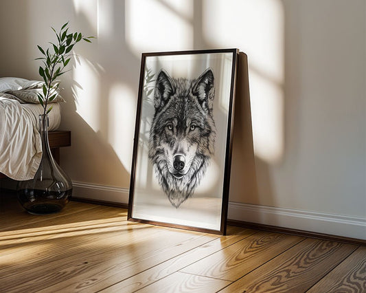 Black & White Wolf Head Wall Art