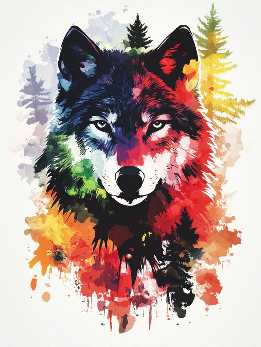 Colourful Wolf Wall Art