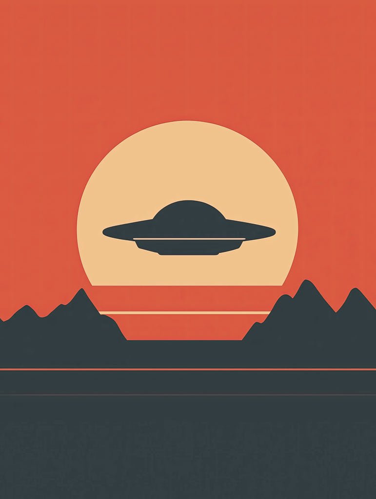 Cosmic Horizons – UFO and Sunset Art Print