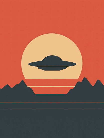 Cosmic Horizons – UFO and Sunset Art Print