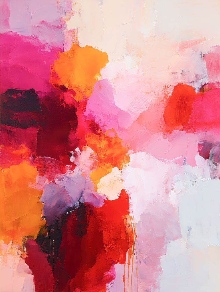 Abstract painting with vibrant colors on a white background