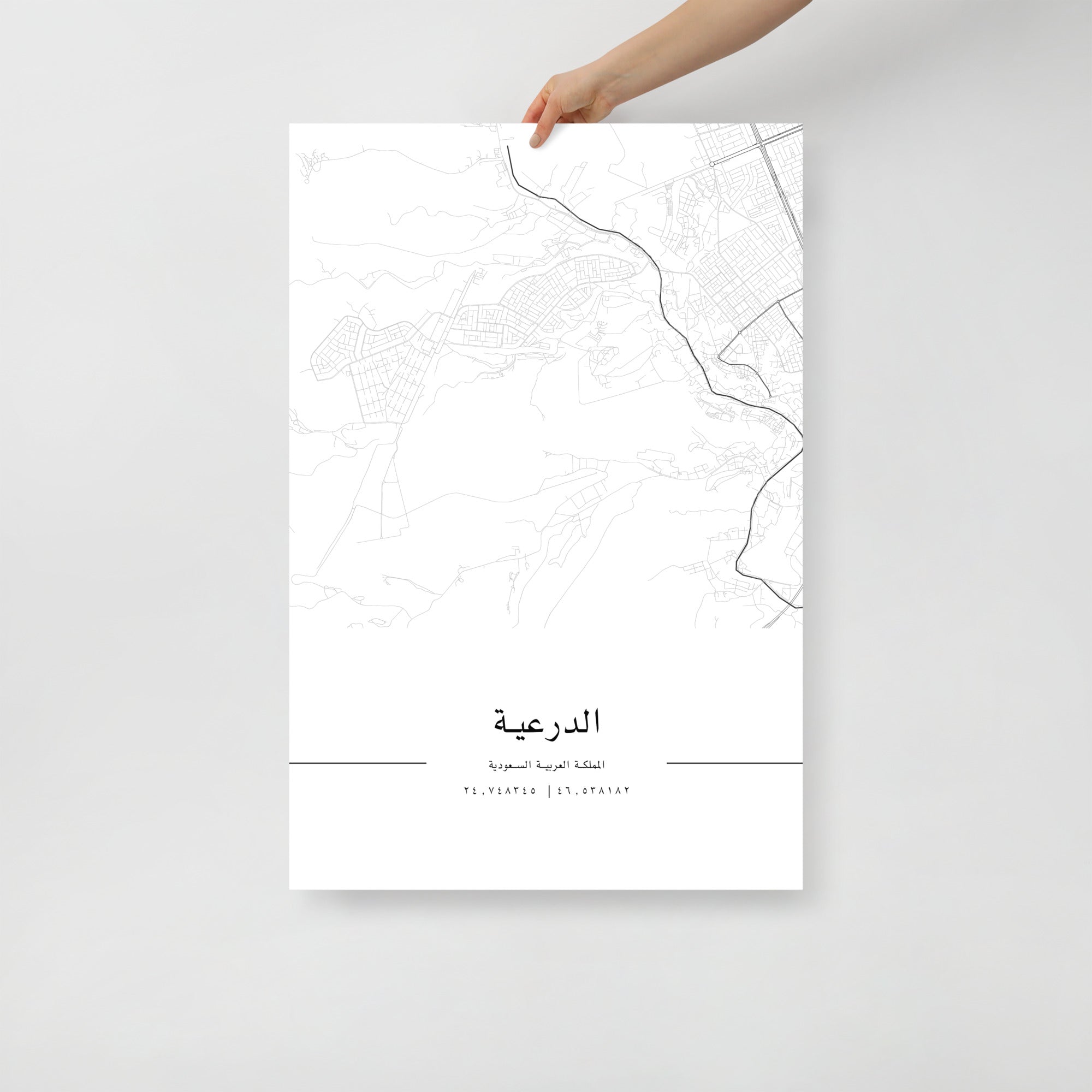 Diriyah Saudi Arabia Map Wall Art Poster – FN Prints