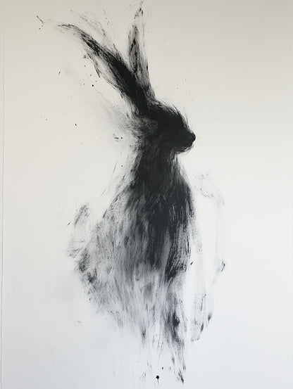 Fleeting Hare – Abstract Black and White Art Print