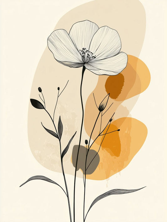Golden Bloom Abstract Floral Wall Art