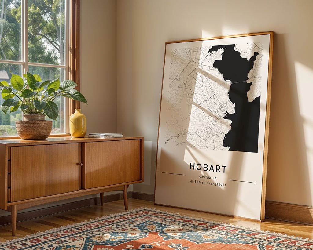 Horbert Map Hobart, TAS City Map – Minimalist Wall Art – FN Prints