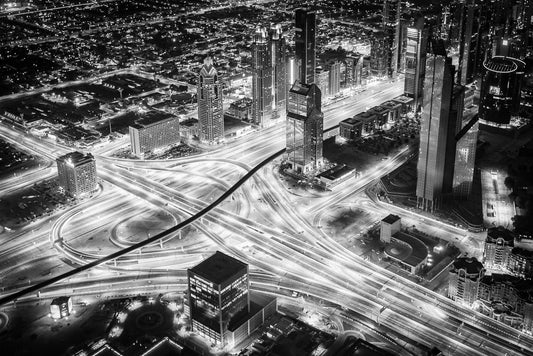 Al Etihad Interchange in Dubai as seen from the Burj Al Arab in Dubai