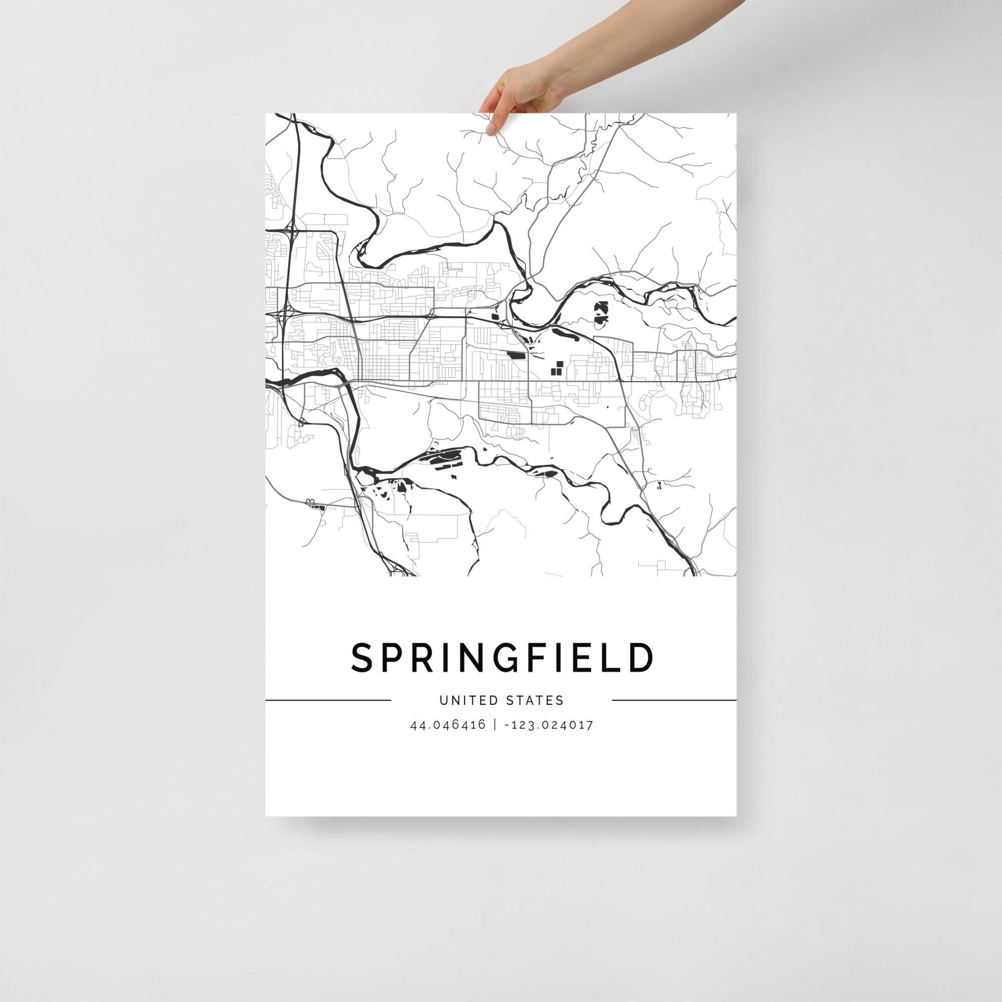 Springfield Oregon Graphics Springfield, Oregon City Map – Minimalist Wall Art – FN Prints