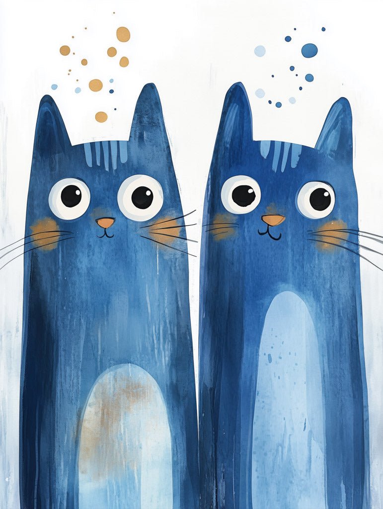 Tall Blue Cat Companions Wall Art