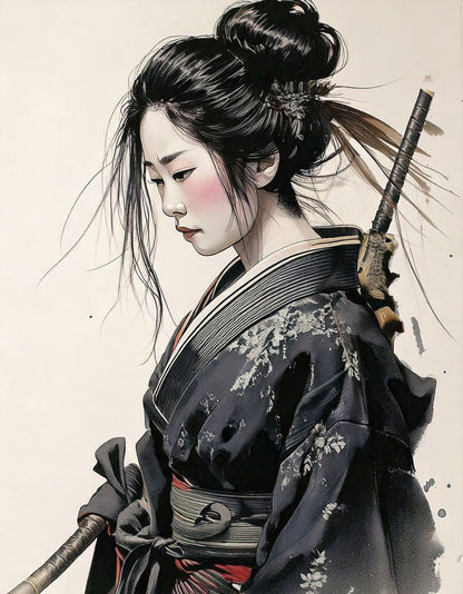 The Warrior's Grace – Female Samurai Art Print