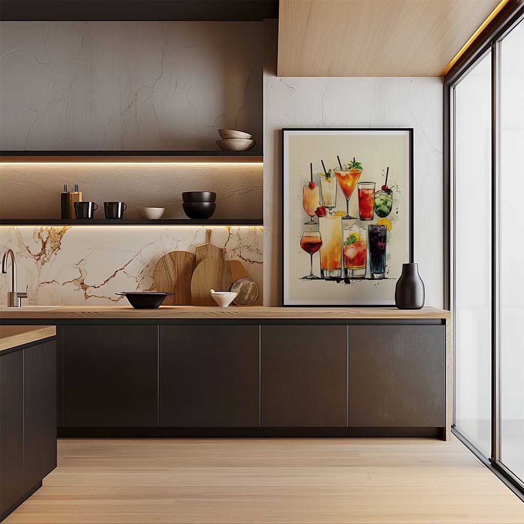 Vibrant Cocktail Glasses Wall Art