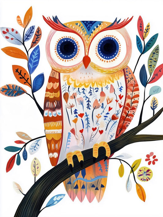 Whimsical Floral Owl Wall Art